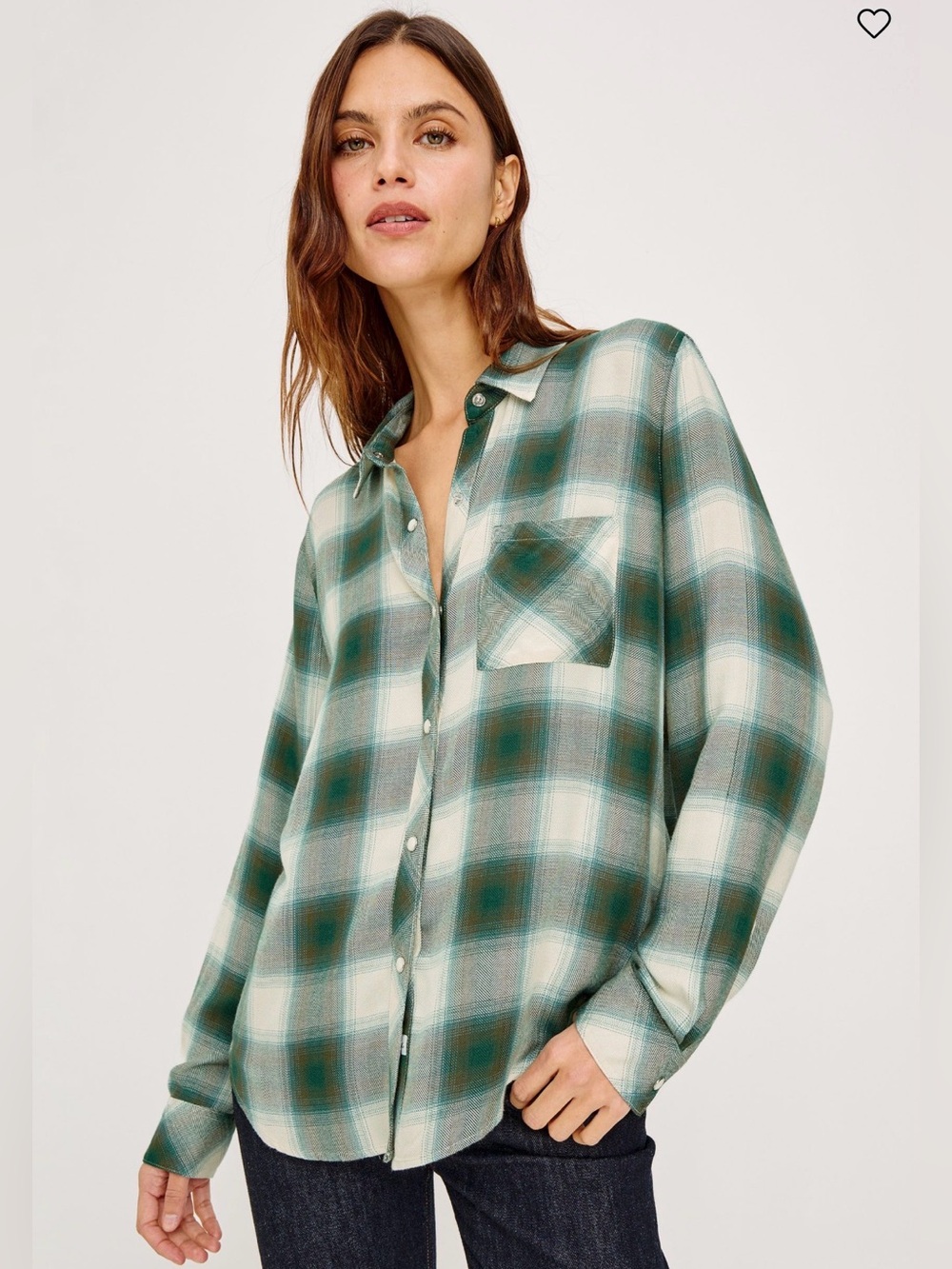 Rails Hunter Plaid Button Down Pearl Snap Button Shirt Green White Holiday Fall